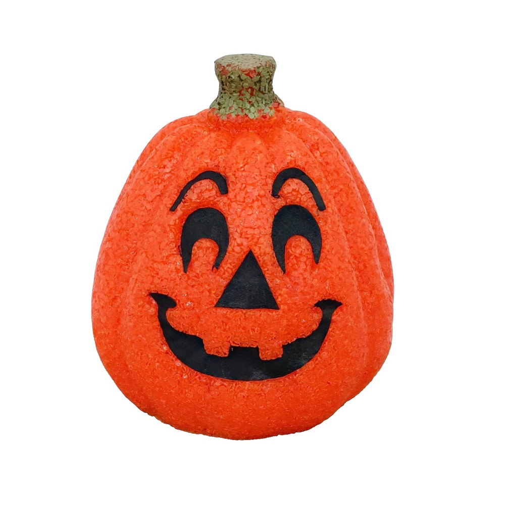 Vintage Melted Plastic Pumpkin 8.75" Light Up Jack O Lantern Smiling